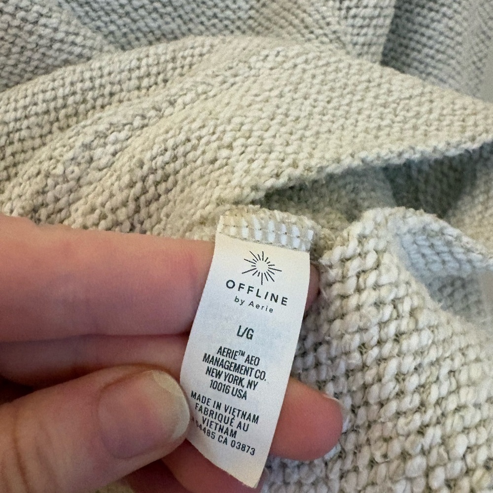Aerie Gray Textured Cowl Neck Sweatshirt | Athleisure | Boating | Beachside - Picture 5 of 8